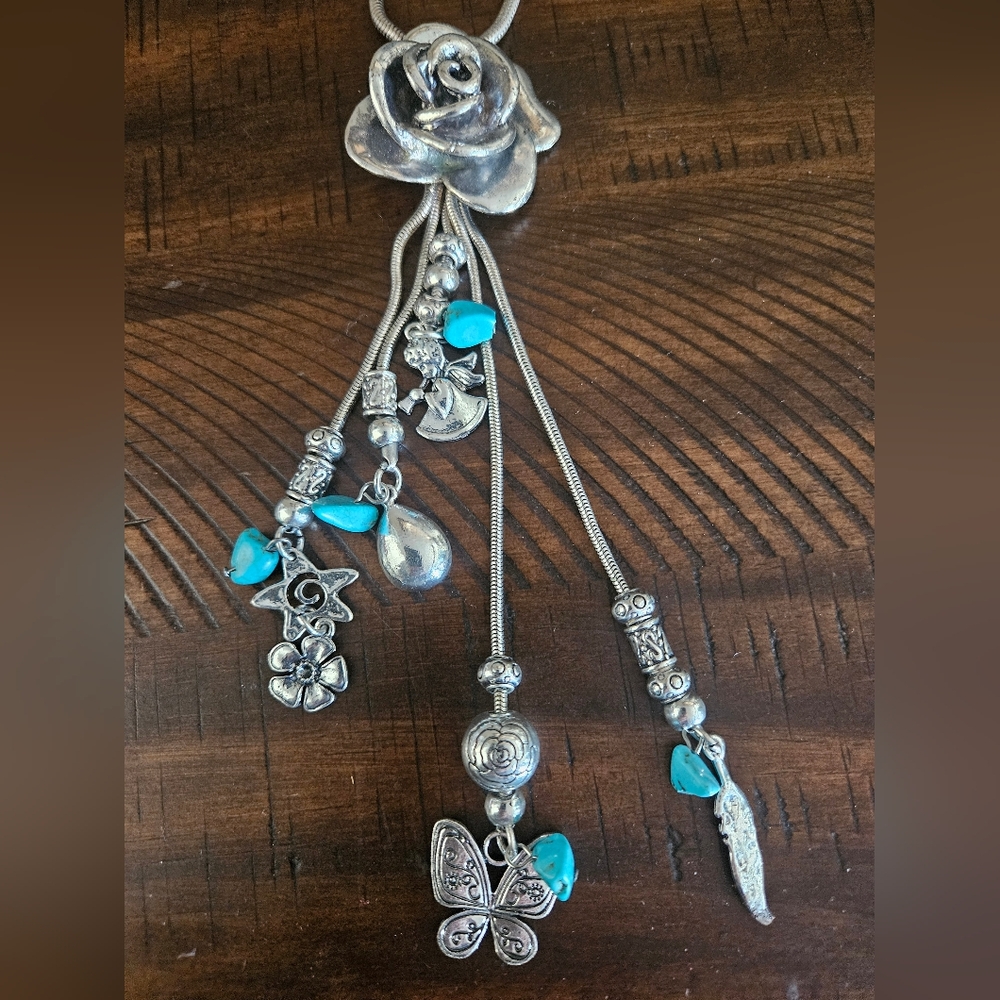 Silver Floral Pendant Necklace - Picture 11 of 13
